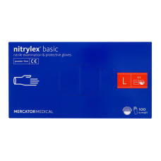 NITRYLEX® BASIC рукавички нітрилові оглядові нестерильні неприпудрені, L blue (50 пар\/пач)