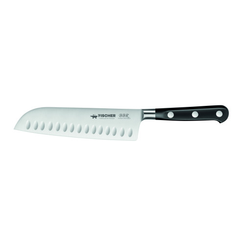 Нож Santoku Fischer 75619 180 мм с насечками черный 75619-18N