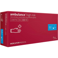 Перчатки латексные смотровые AMBULANCE® High Risk нестерильные не припудренные размер M 25 пар/уп RD10011003