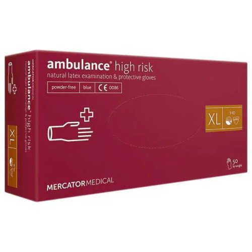 Перчатки латексные смотровые AMBULANCE® High Risk неприпудренные размер XL 25 пар/уп RD10011005